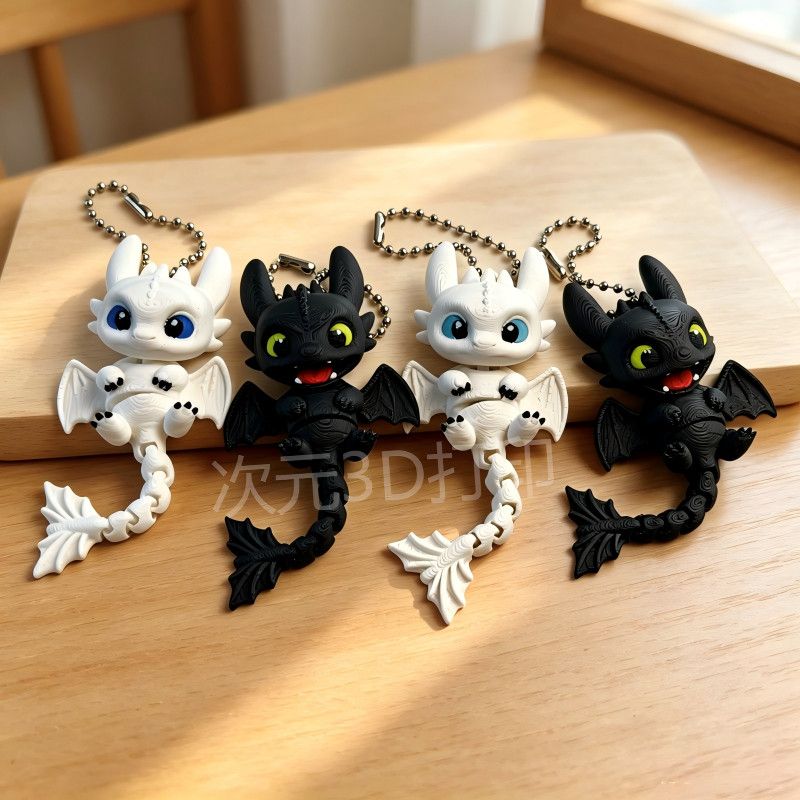 Baby Gear - Zahnloser Schlüsselanhänger, 3D-gedruckter Baby-Drache, niedliches Design,