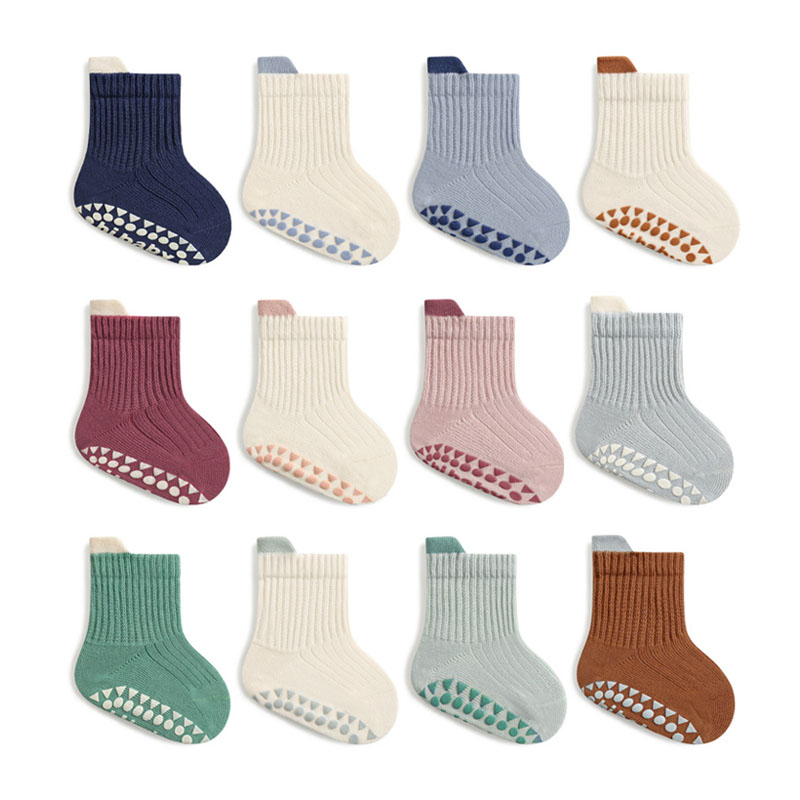 Unisex Baby Socks Non Slip - 3 Paar Kinder-Baumwollsocken für Jungen und