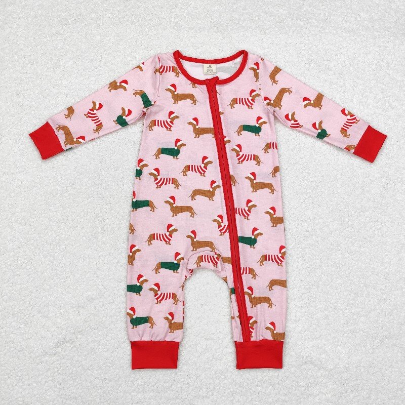 Cotton Baby Onesies Zipper - 8,21 Jahre Bambus-Baby-Jungen-Strampler mit Weihnachtsmütze, Welpenblau,