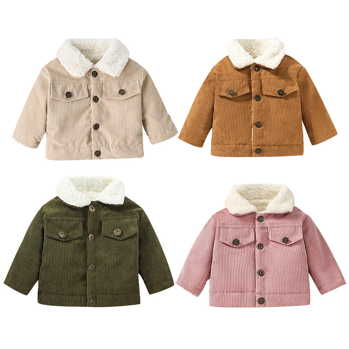 Toddler Boy Winter Fleece Jacket - Babyjacke aus Cordstoff mit Fleece-Futter, für