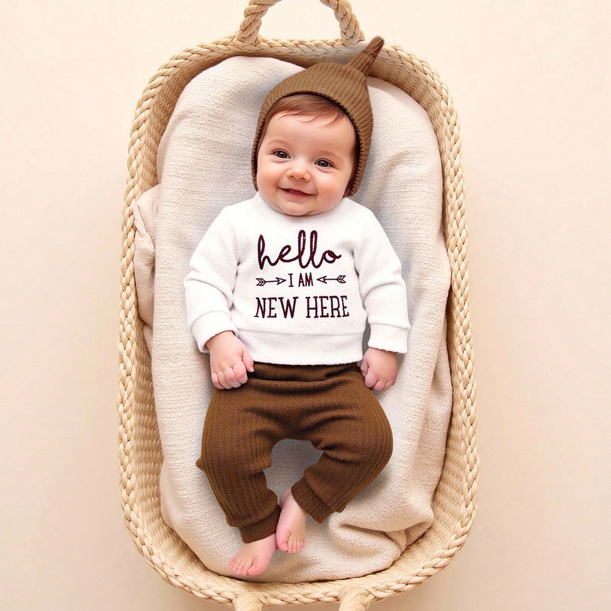 2-teiliges Set mit 'Hello' Sti – Infant Photography Props Outfit Bewertung und Preis